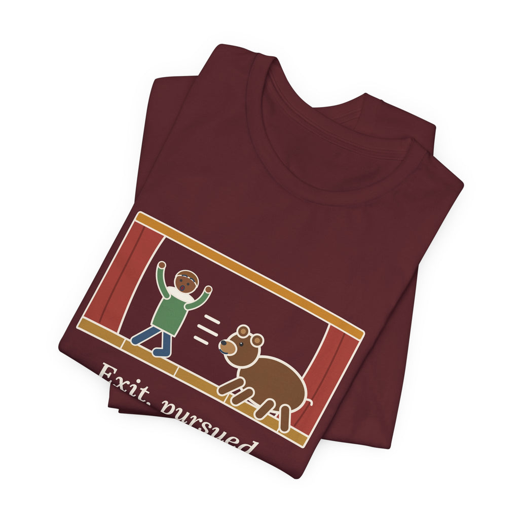 Shakespeare Quote T-Shirt, Exit, Pursued by a Bear, Theatre Stage Chase Tee