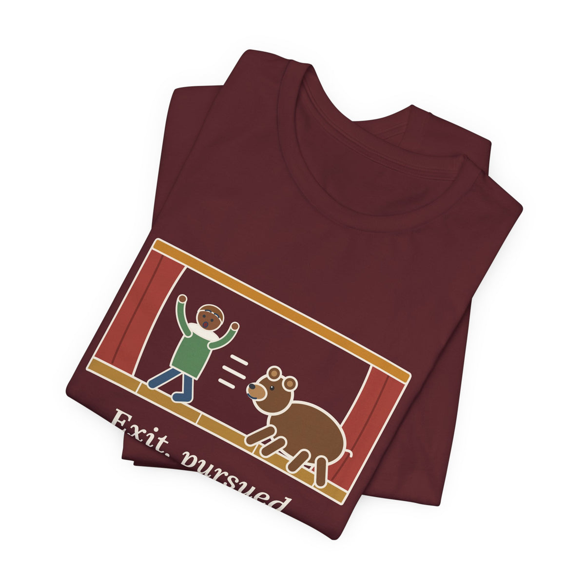 Shakespeare Quote T-Shirt, Exit, Pursued by a Bear, Theatre Stage Chase Tee