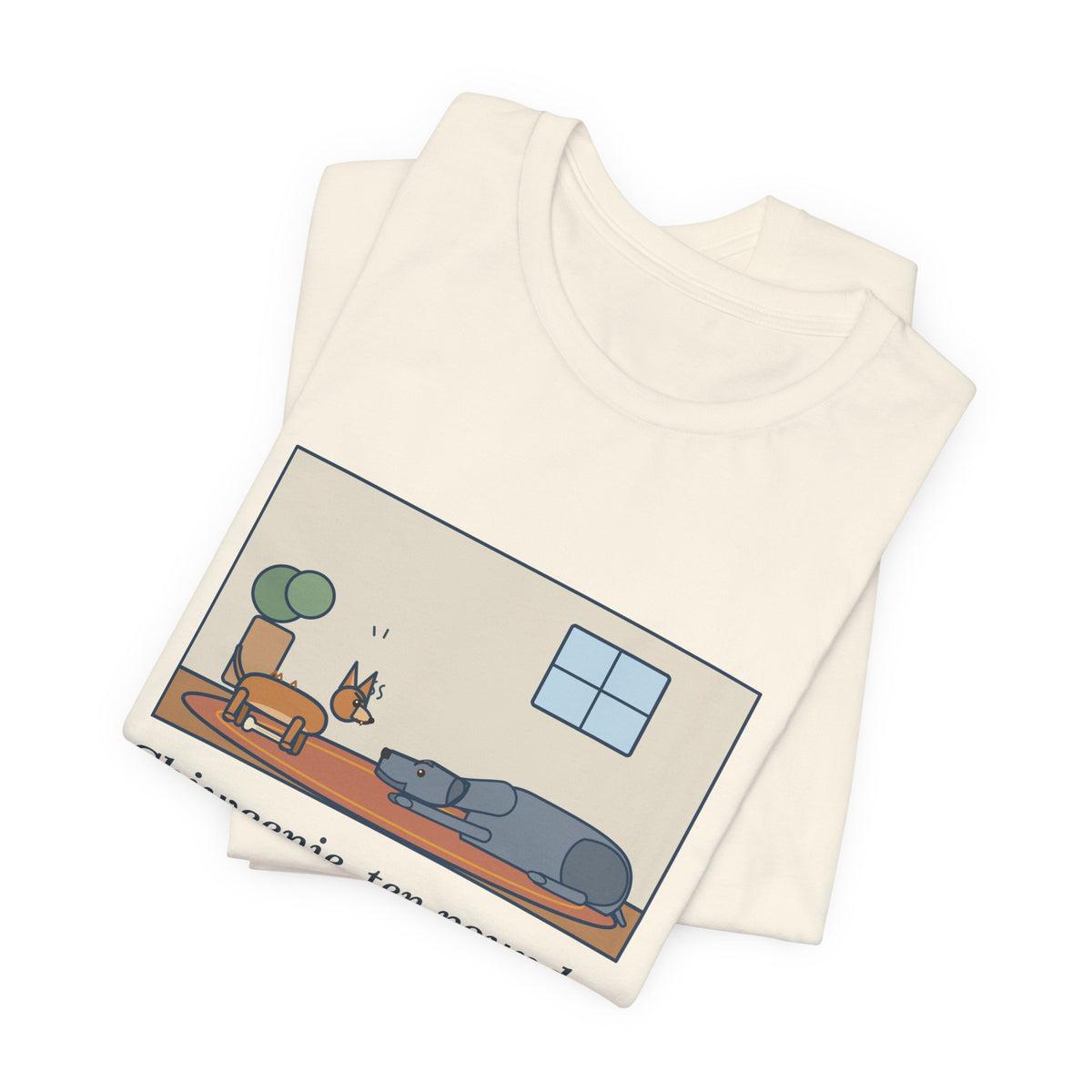 Funny Chiweenie T-Shirt, Ten Pounds, Guarded His Chew from a Great Dane, Living Room Standoff Tee