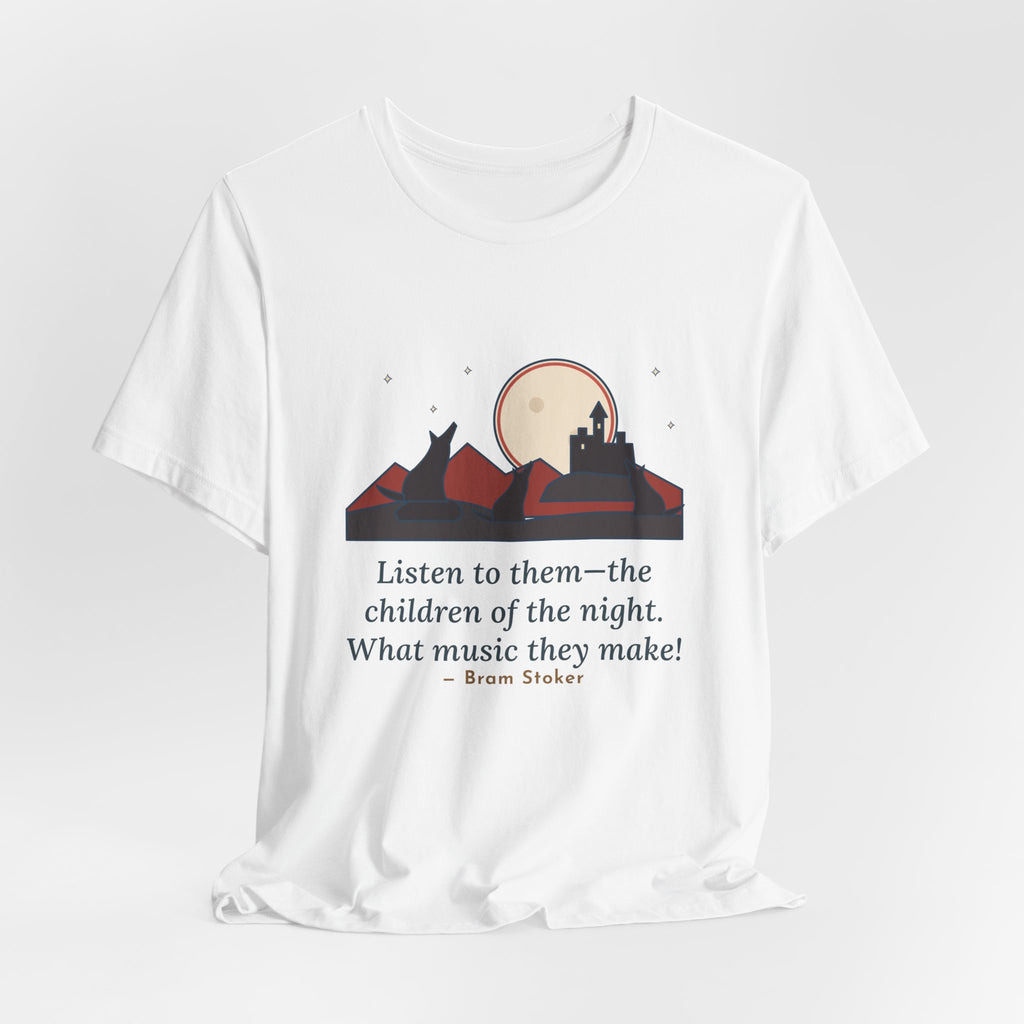 Bram Stoker Quote T-Shirt, The Children of the Night, Gothic Wolves and Red Moon Tee