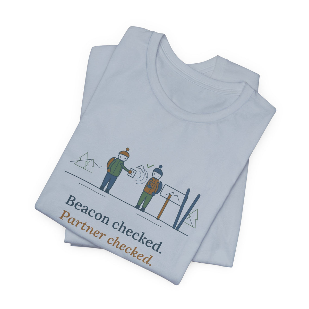 Backcountry Ski T-Shirt - Beacon Checked. Partner Checked. Ski Touring Tee
