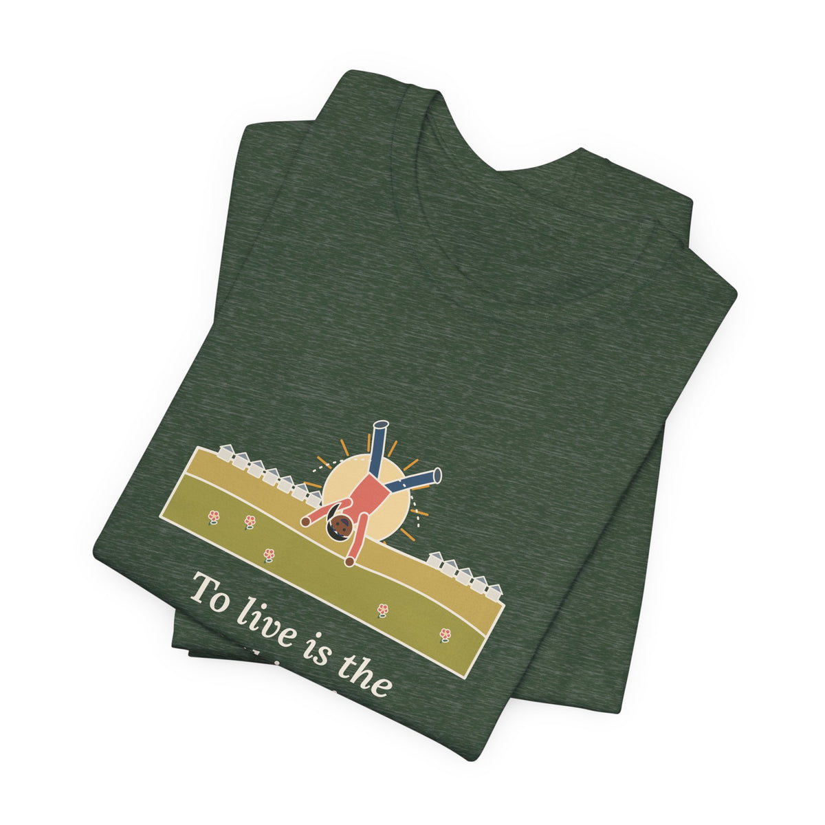 Oscar Wilde Quote T-Shirt, To Live Is the Rarest Thing in the World, Literary Cartwheel Meadow Tee