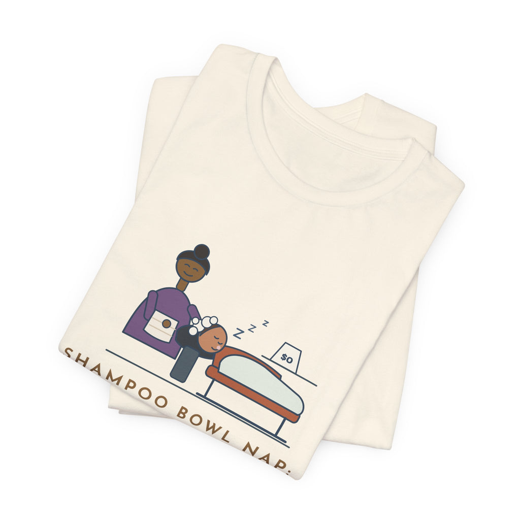 Salon Hairstylist T-Shirt - Shampoo Bowl Nap: Complimentary. Funny Stylist Tee