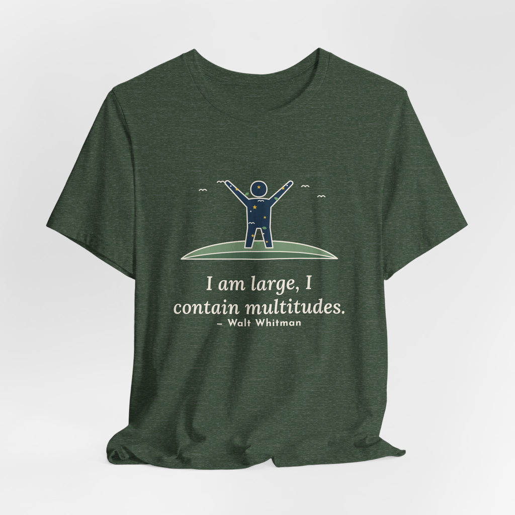 Walt Whitman Quote T-Shirt, I Am Large, I Contain Multitudes, Literary Starry Figure Tee