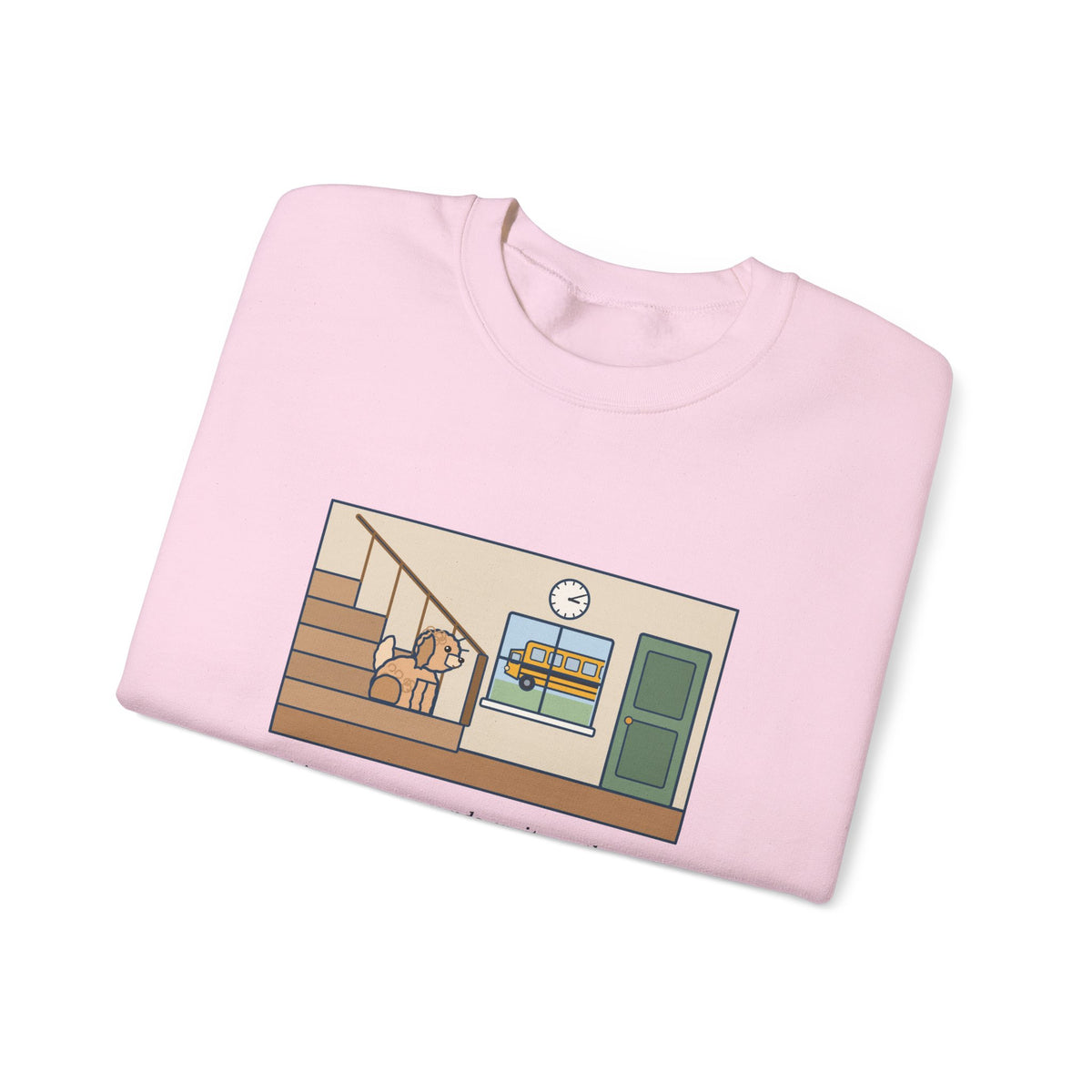 Maltipoo Sweatshirt, Seven Pounds, Waits on the Stairs at 3:10 Every Day for the School Bus, Funny Front Hall Wait Crewneck