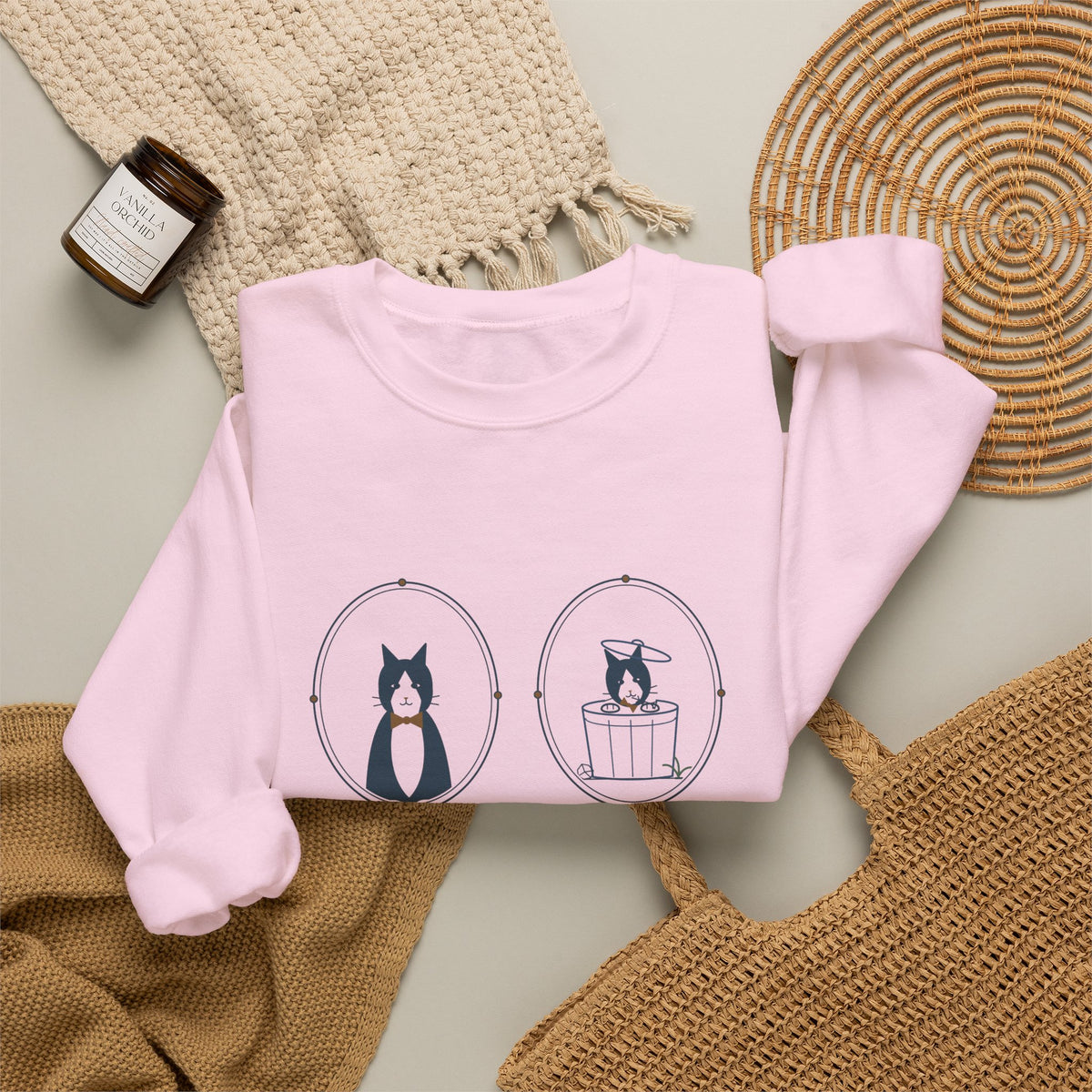 Tuxedo Cat Crewneck Sweatshirt - Dressed for a Gala. Acts Like a Raccoon.