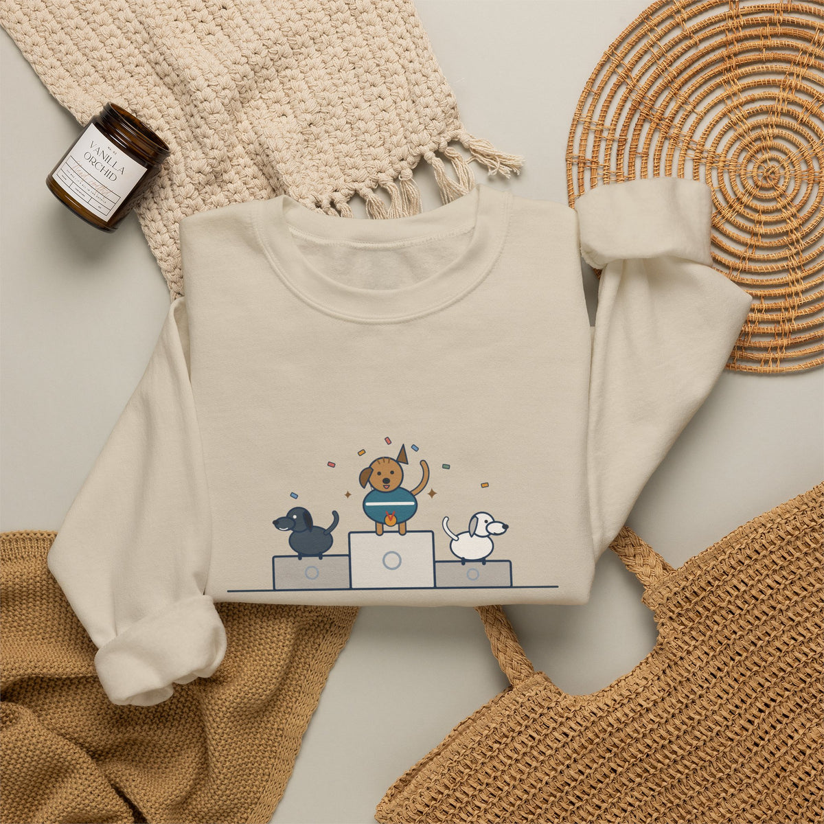 Every Dog Has His Day Sweatshirt, Underdog Proverb Crewneck, Mutt on the Podium