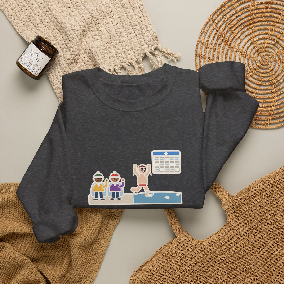New Year's Day Plunge Sweatshirt, In the Water Four Seconds, Told the Story for a Month, Funny Frosty Beach Crewneck