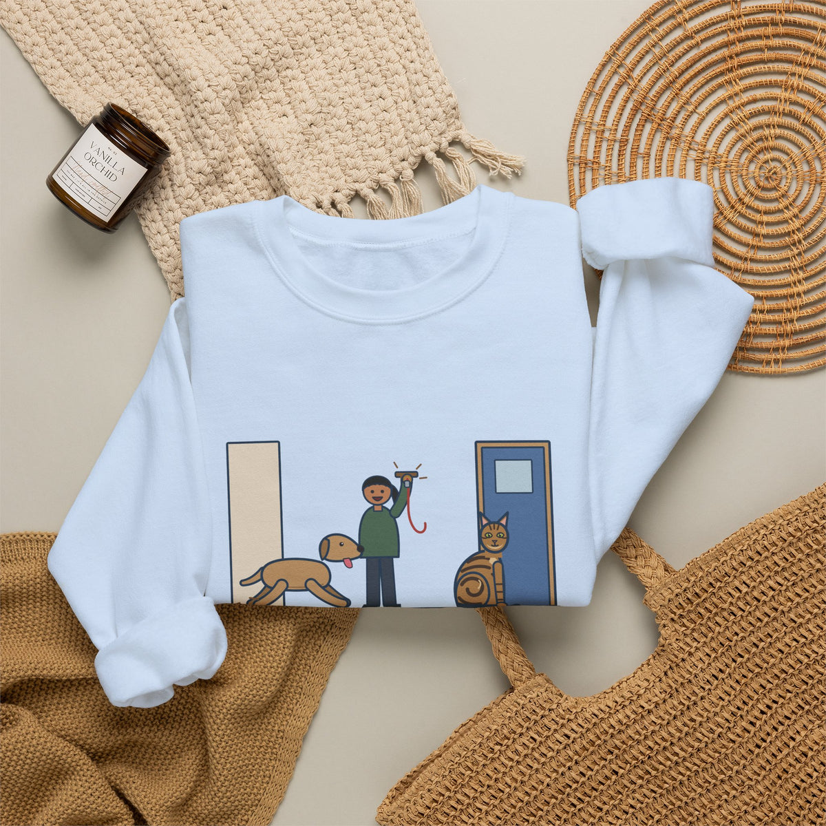 Sokoke Cat Crewneck Sweatshirt - First to the Door When the Leash Comes Out