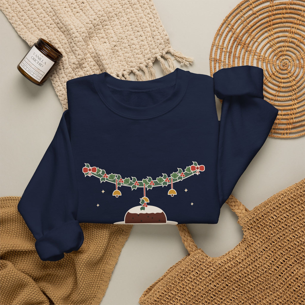 Tis the Season to Be Jolly Sweatshirt, Christmas Oliphant Quote Crewneck with Holly Swag