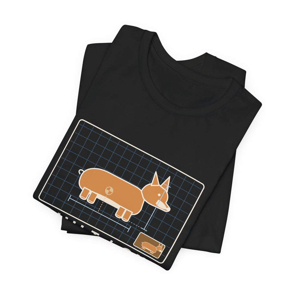 Corgi T-Shirt - Built Low for Stability Corgi Owner Blueprint Tee