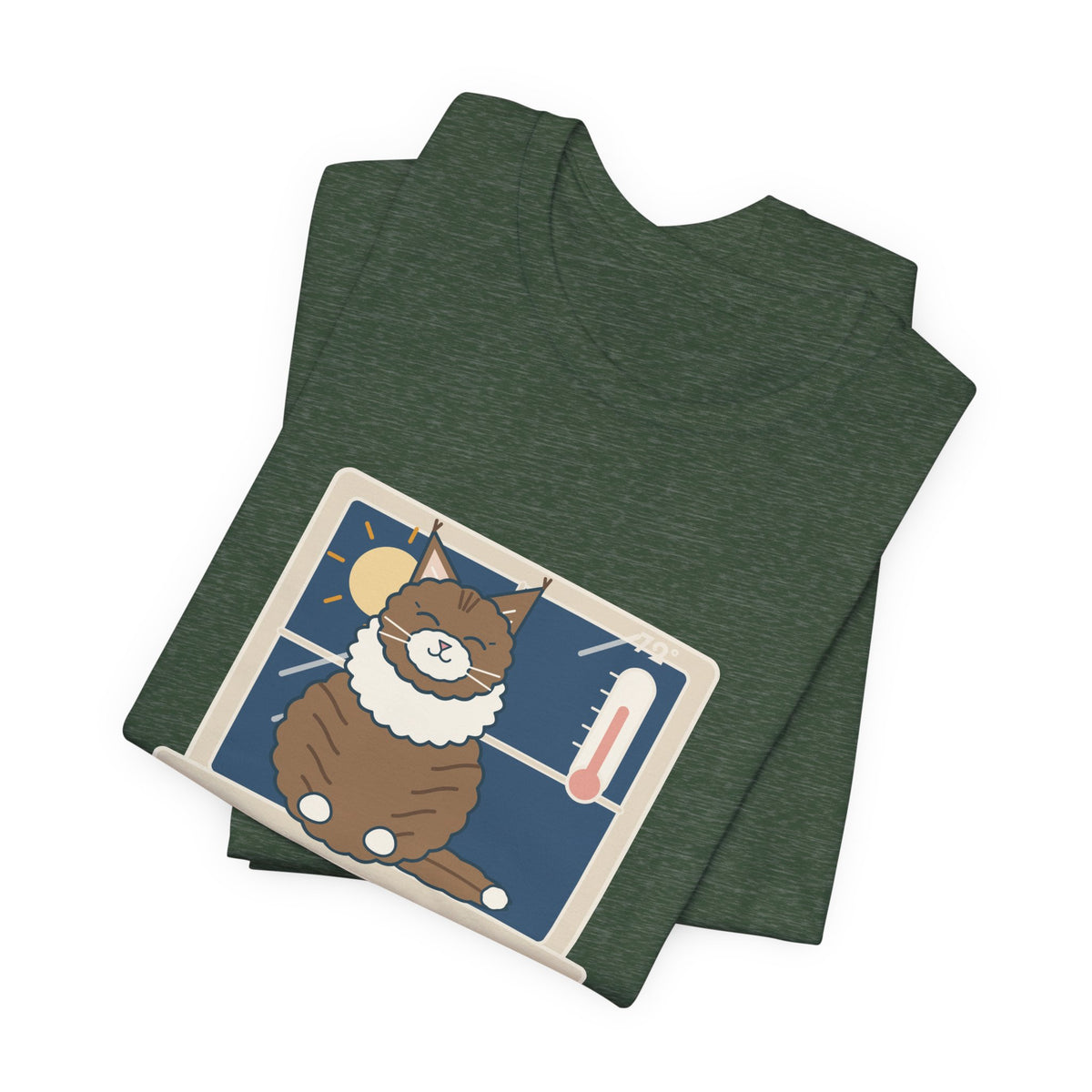 Norwegian Forest Cat T-Shirt - Wears a Winter Coat to the Windowsill Fluffy Cat Tee