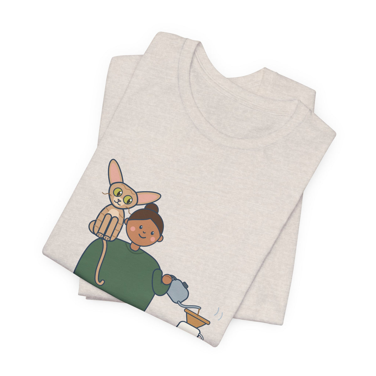Devon Rex Cat T-Shirt - Rides on My Shoulder Like a Parrot Funny Shoulder Cat Tee