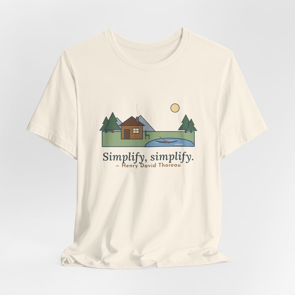 Thoreau Nature Quote T-Shirt, Simplify, Simplify, Minimalist One-Room Cabin Tee