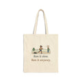 Ran It Slow. Ran It Anyway. Tote Bag, Running Quote Tote with Turtle Pace