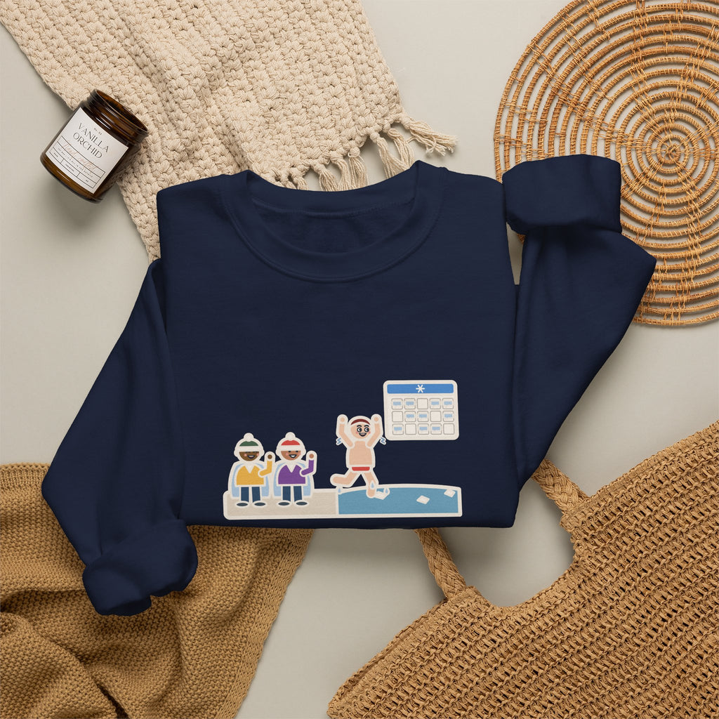 New Year's Day Plunge Sweatshirt, In the Water Four Seconds, Told the Story for a Month, Funny Frosty Beach Crewneck