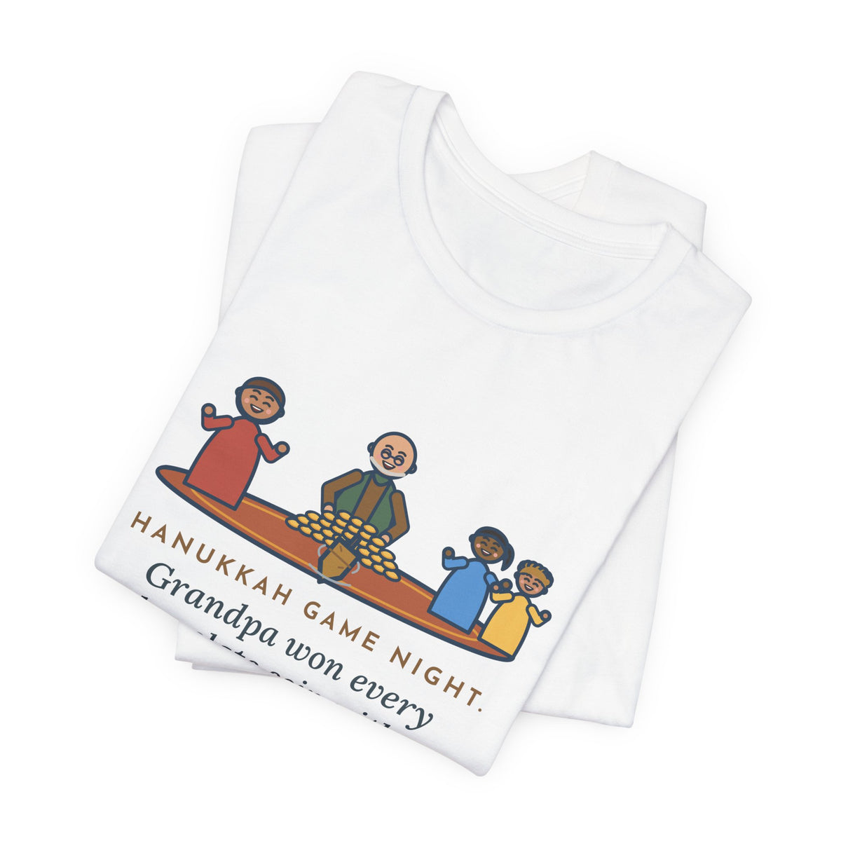 Funny Hanukkah Game Night T-Shirt, Grandpa Won Every Chocolate Coin with a Dreidel Older Than Mom, Living Room Rug Tee