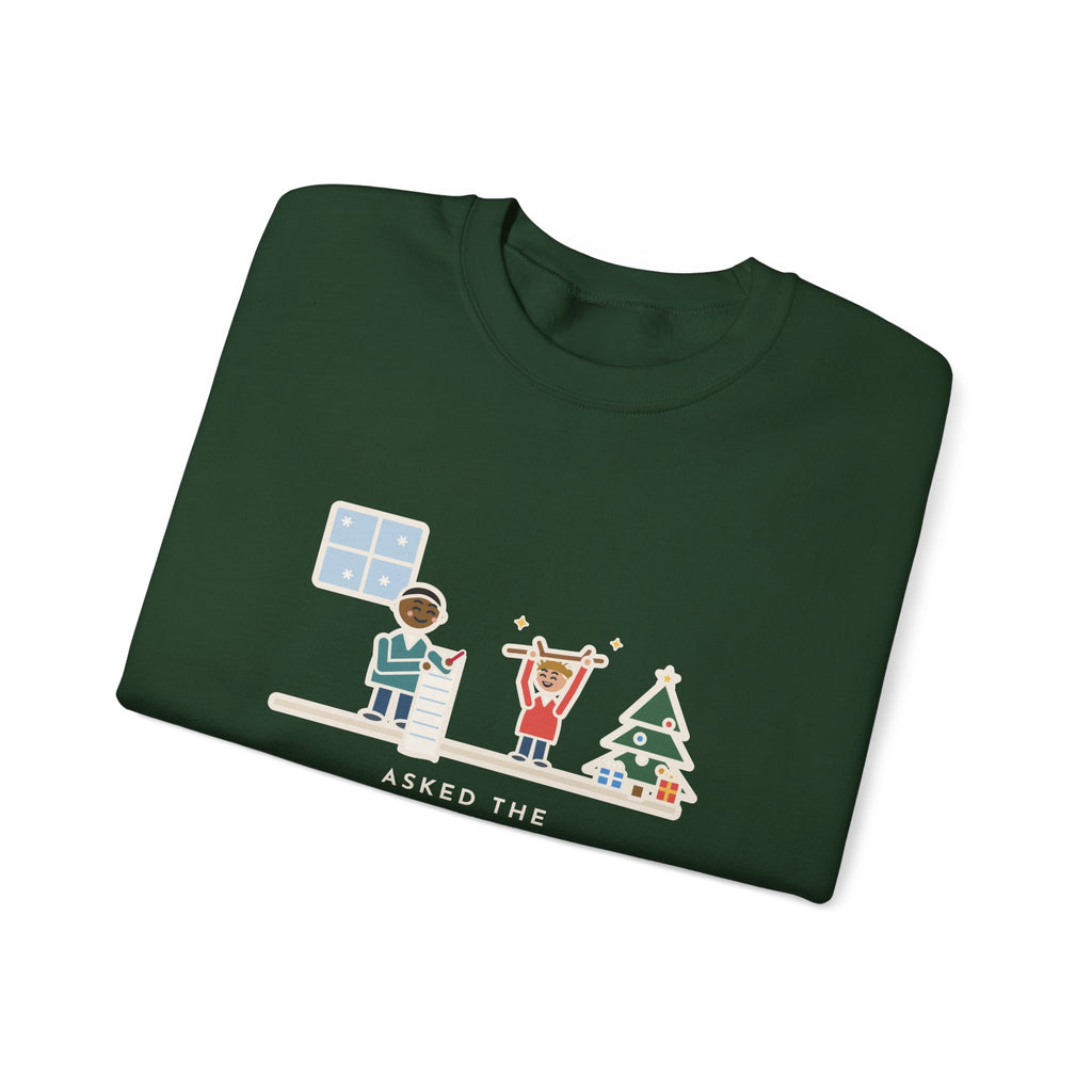 Christmas Wish Sweatshirt, Asked the Four-Year-Old What He Wanted, He Said a Stick, Funny Living Room Wish Crewneck