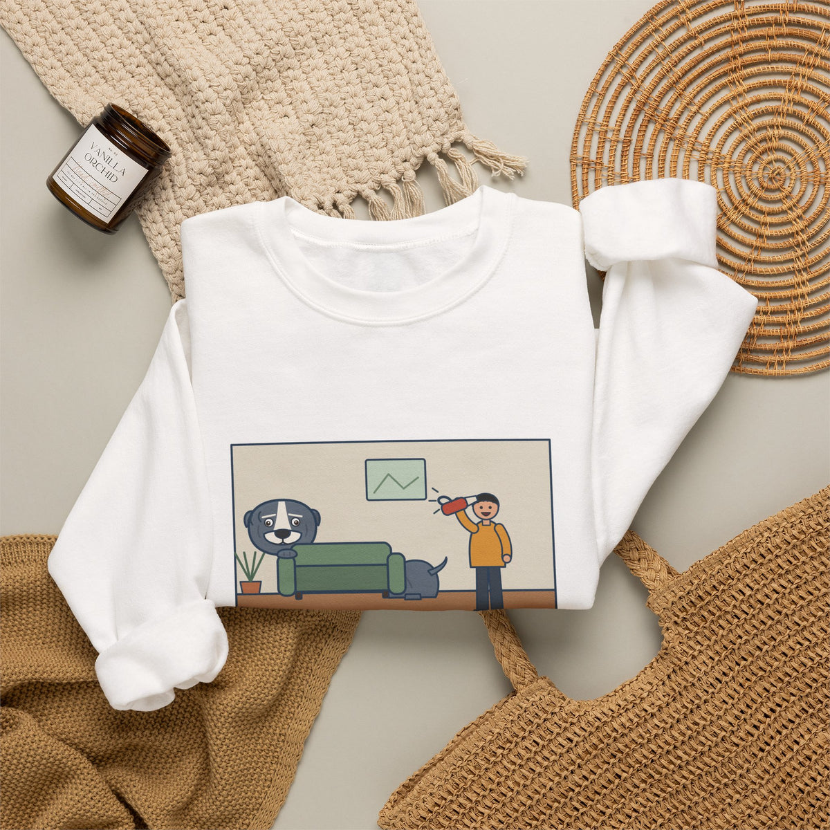 American Bully Sweatshirt, Ninety Pounds of Muscle, Runs from the Handheld Vacuum, Funny Couch Hideout Crewneck