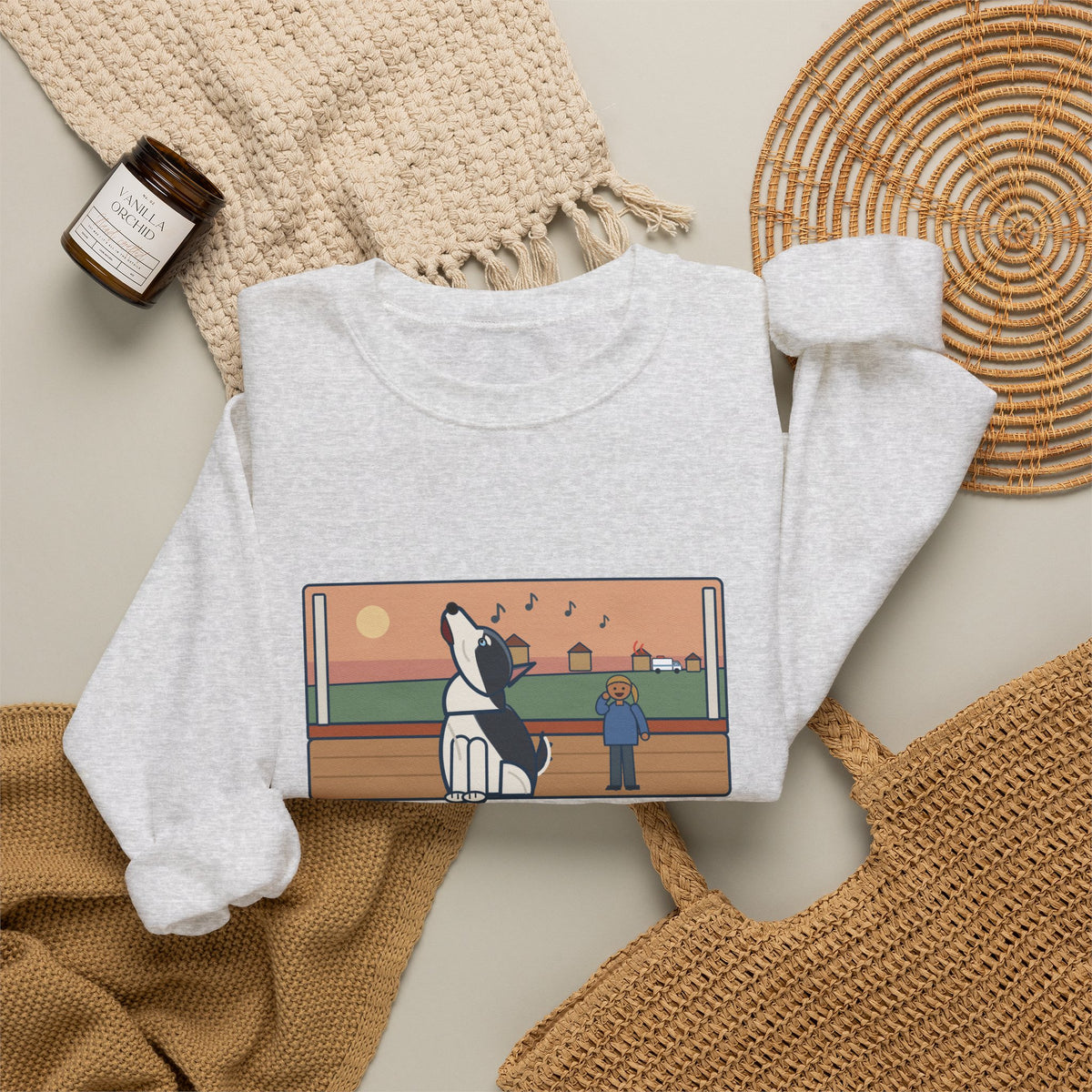 Pitsky Sweatshirt, Heard a Siren Two Streets Over and Sang Along Until It Was Gone, Funny Porch Concert Crewneck