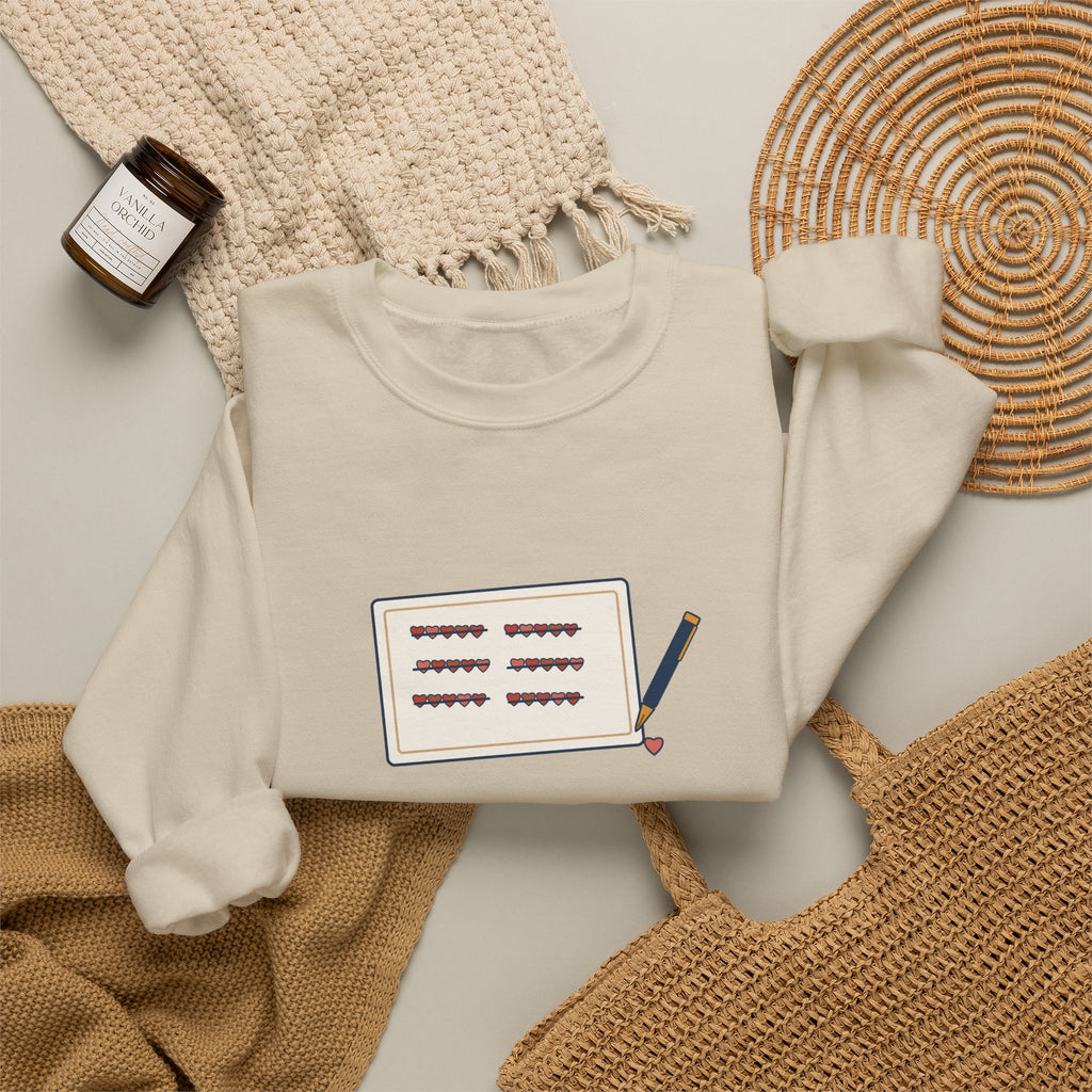 How Do I Love Thee Sweatshirt, Love Browning Quote Crewneck with Tally of Hearts