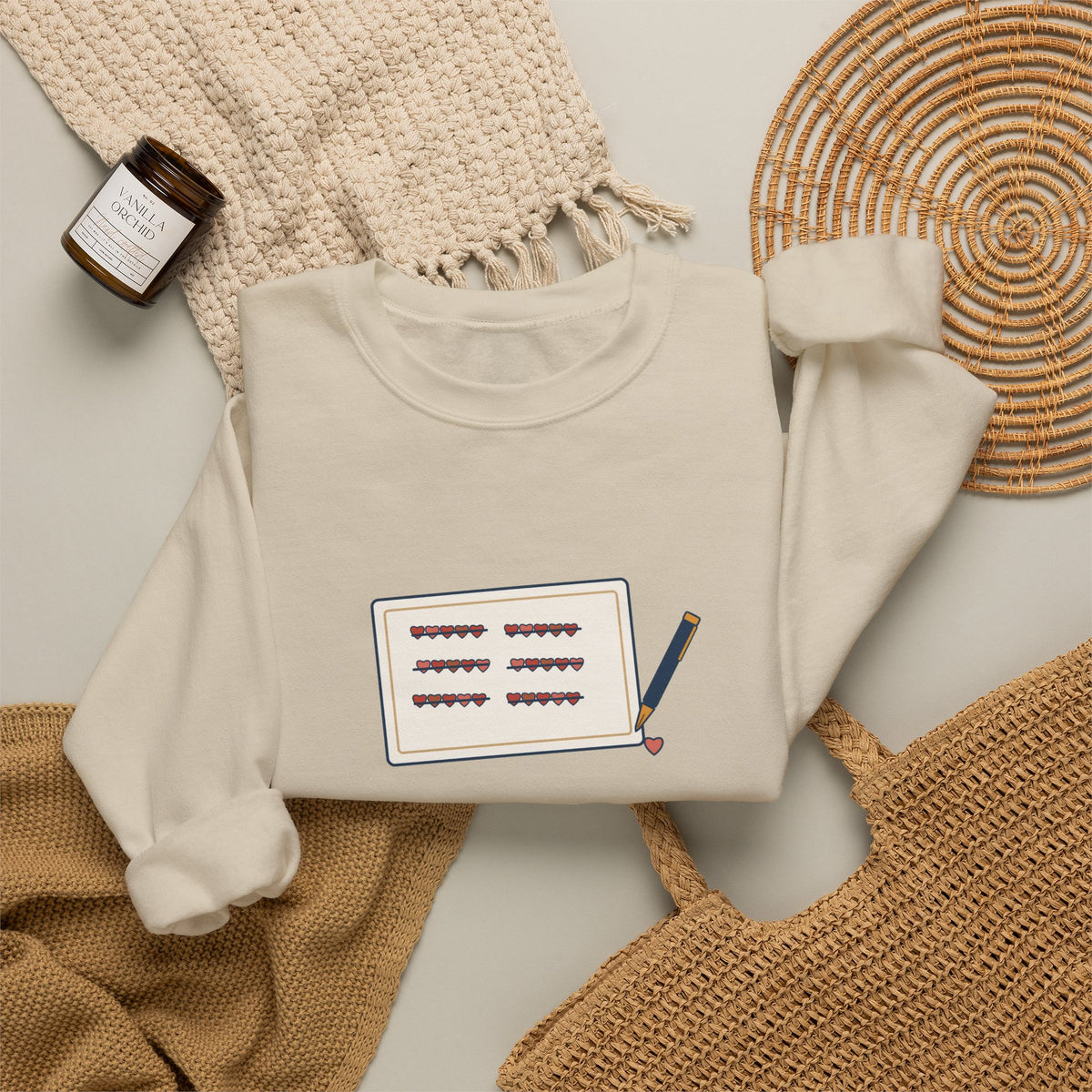 How Do I Love Thee Sweatshirt, Love Browning Quote Crewneck with Tally of Hearts
