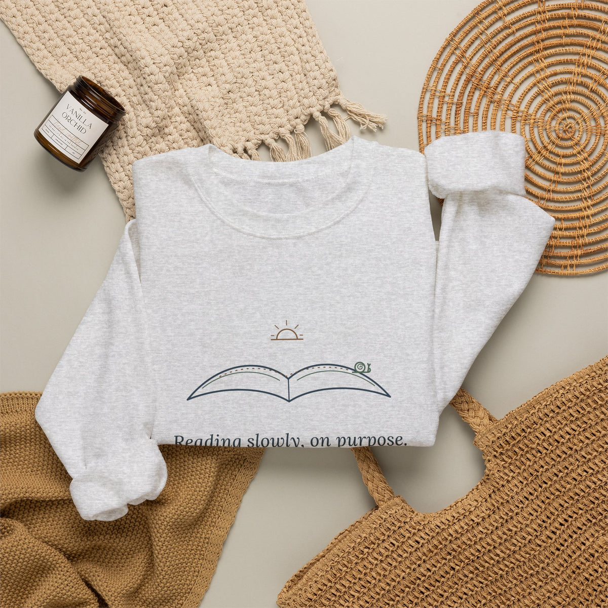 Bookish Crewneck Sweatshirt for Book Lovers - Reading Slowly, On Purpose
