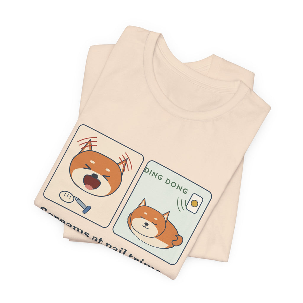 Shiba Inu T-Shirt - Screams at Nail Trims. Ignores the Doorbell. Funny Shiba Tee