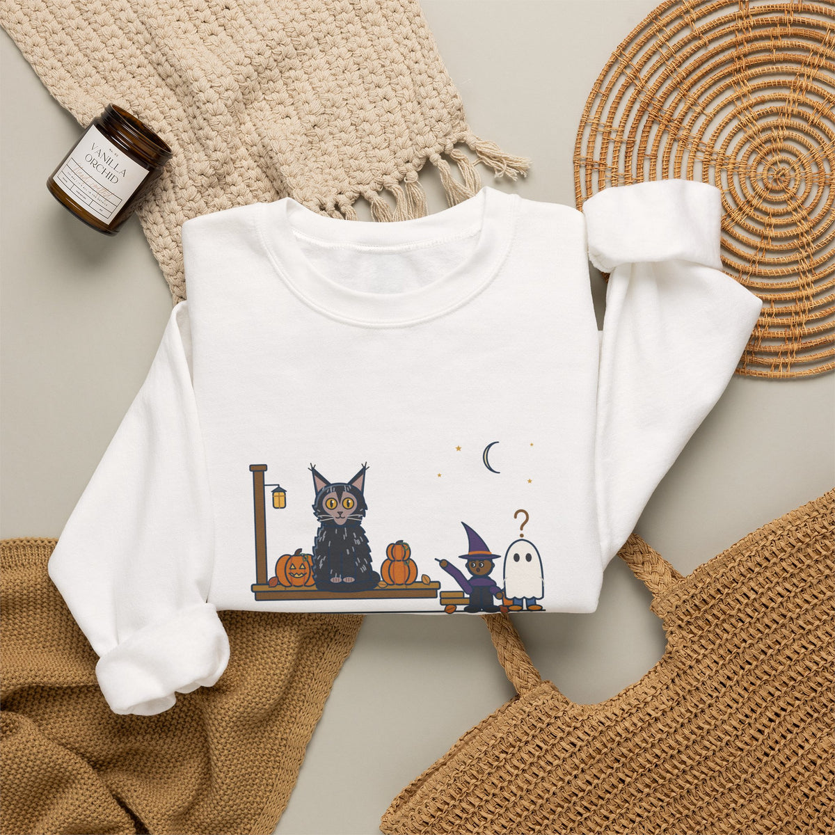 Lykoi Cat Crewneck Sweatshirt - Trick-or-Treaters Thought He Was a Decoration