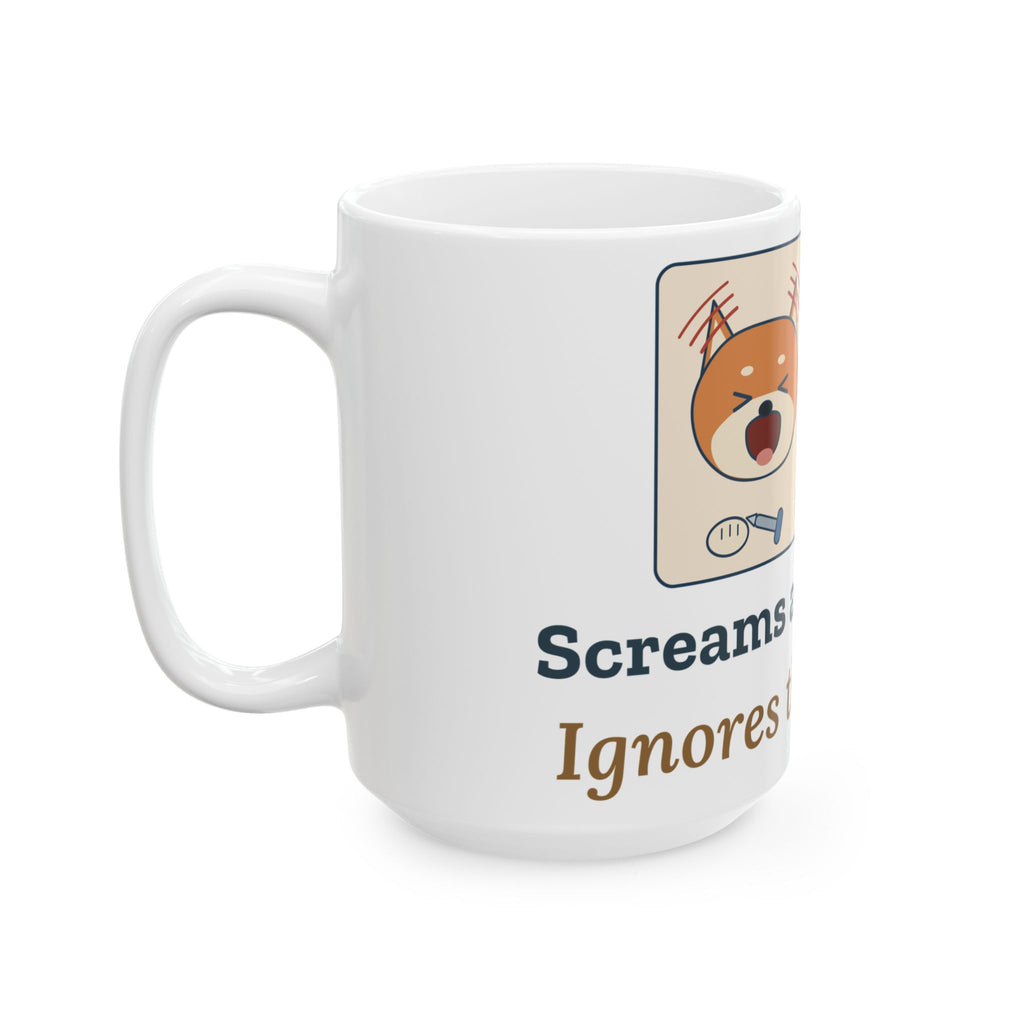 Large 15oz Shiba Inu Mug - Screams at Nail Trims. Ignores the Doorbell.
