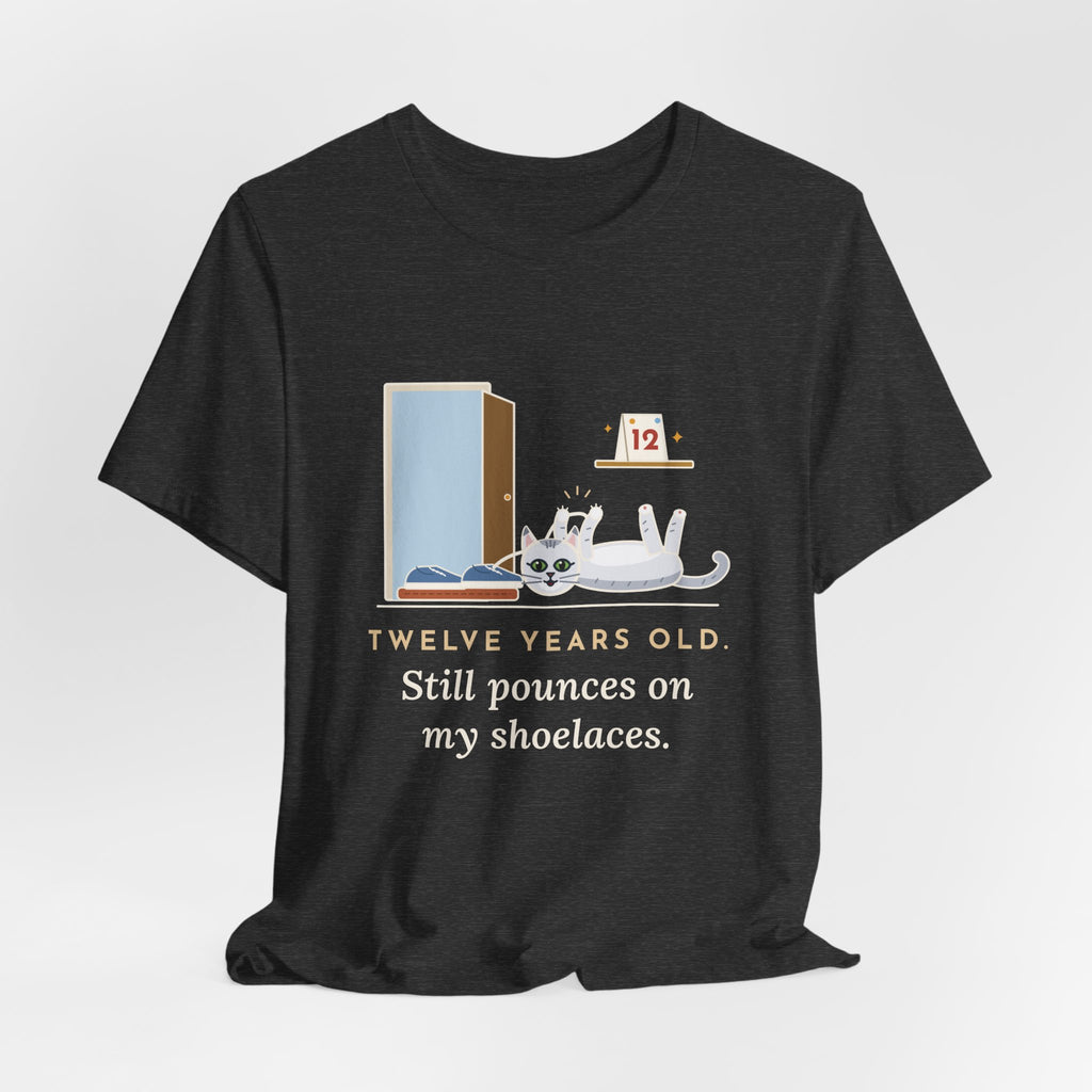 Burmilla Cat T-Shirt - Twelve Years Old, Still Pounces on My Shoelaces Senior Cat Lover Tee
