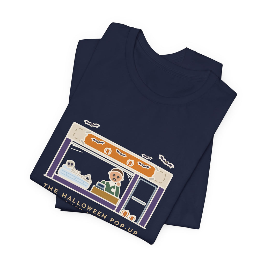 Funny Halloween T-Shirt - The Halloween Pop-Up Moved Into the Old Mattress Store, Same Guy at the Register