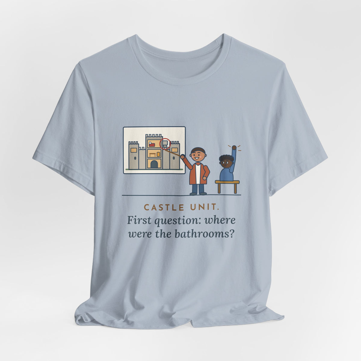 World History Teacher T-Shirt - Castle Unit, First Question: Where Were the Bathrooms