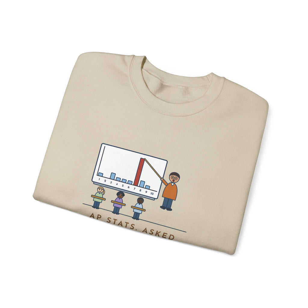 Statistics Teacher Crewneck Sweatshirt - Random Number Bar Chart Spike at Seven