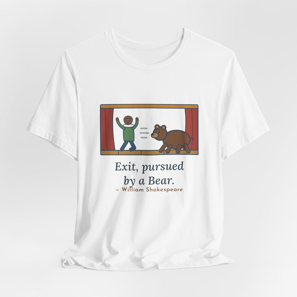Shakespeare Quote T-Shirt, Exit, Pursued by a Bear, Theatre Stage Chase Tee