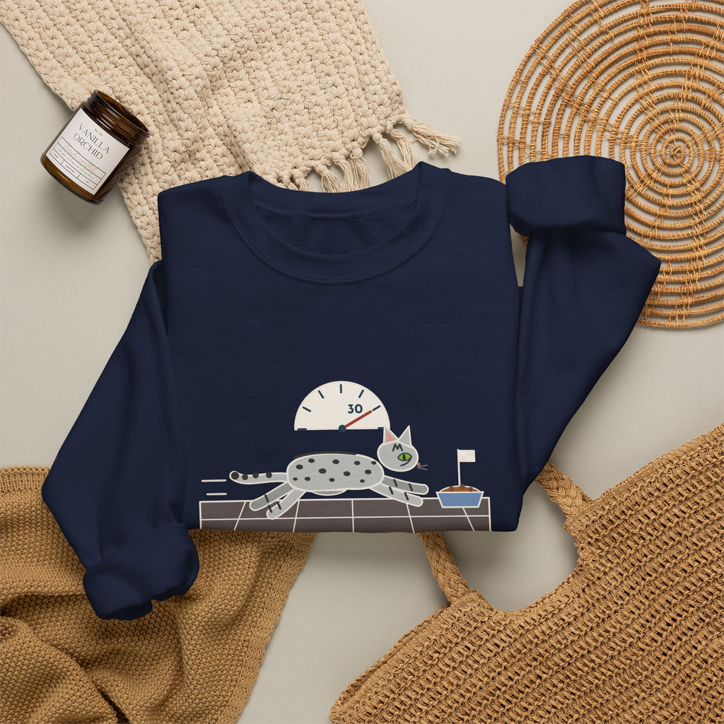 Egyptian Mau Crewneck Sweatshirt - Thirty Miles an Hour to the Food Bowl