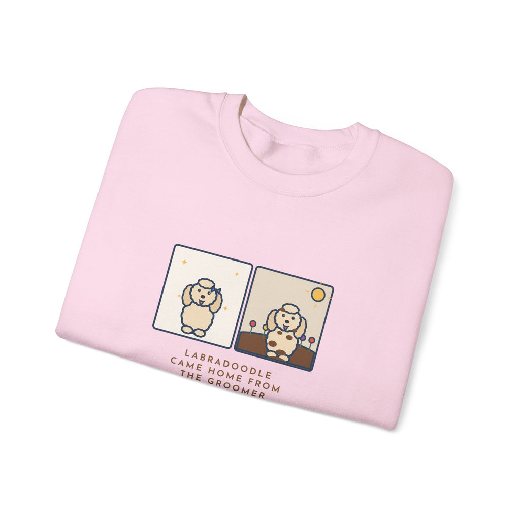 Labradoodle Sweatshirt, Came Home from the Groomer Looking Like a Lamb, Rolled in the Garden by Noon, Funny Groomer to Garden Crewneck