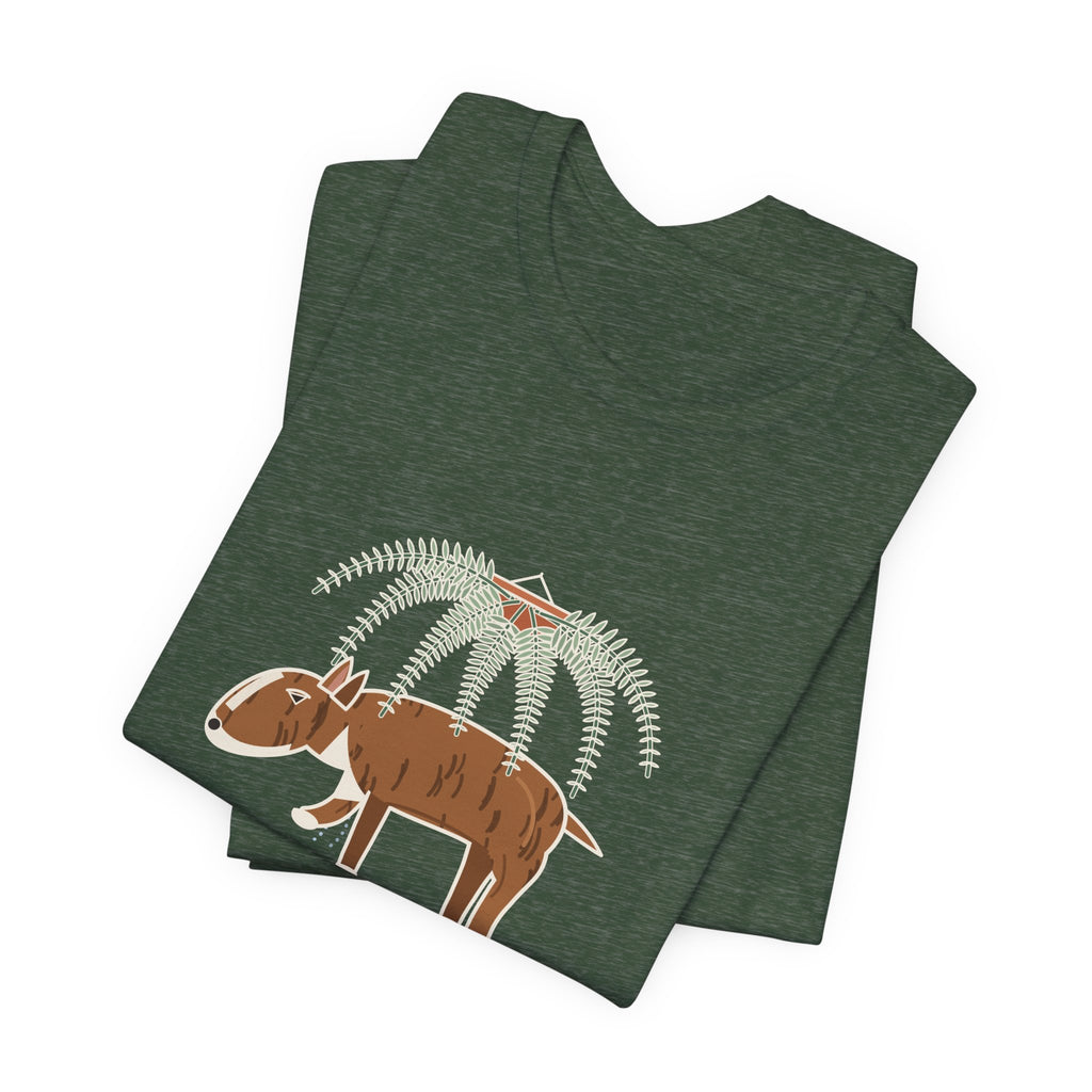 Bull Terrier T-Shirt - Trancing Under the Ferns Again Funny Ghost Walking Dog Tee