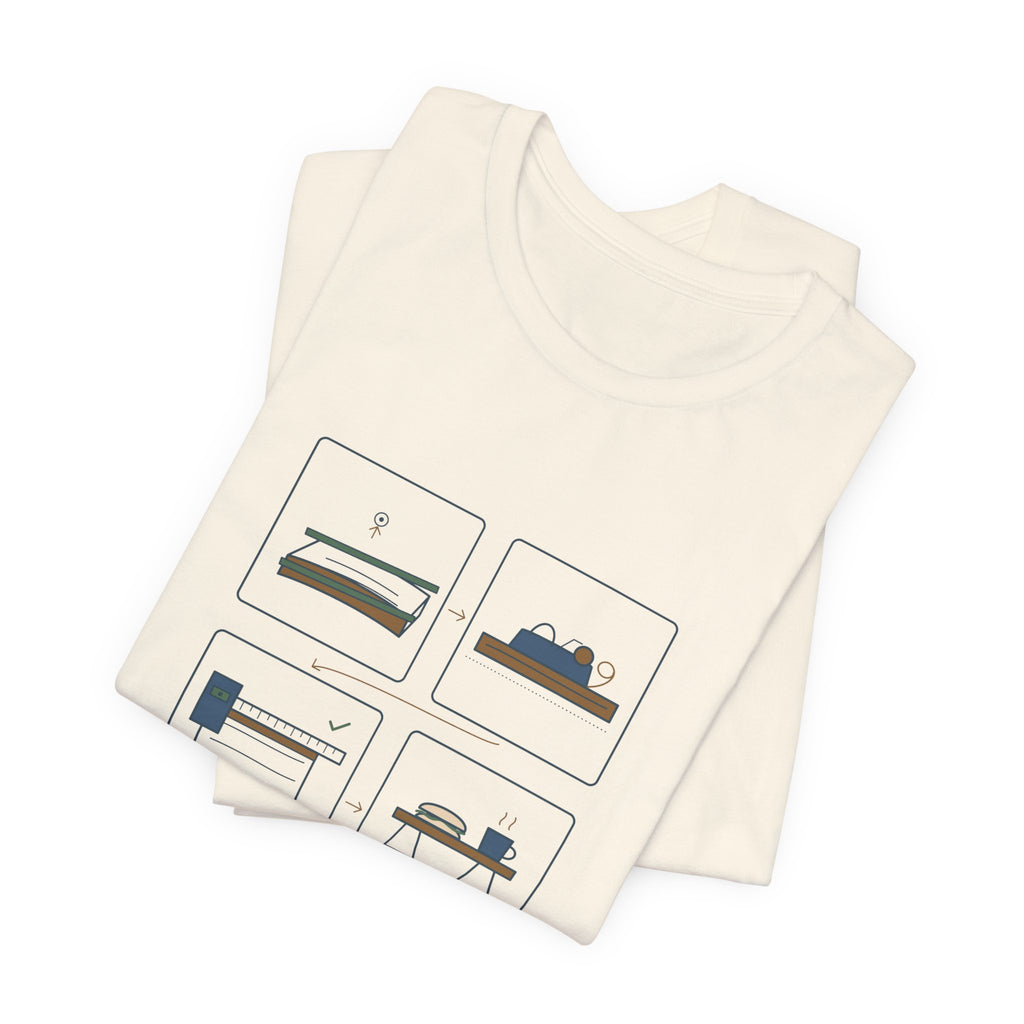 Woodworking T-Shirt - Flat, Straight, Square. Then Lunch. Woodworker Tee