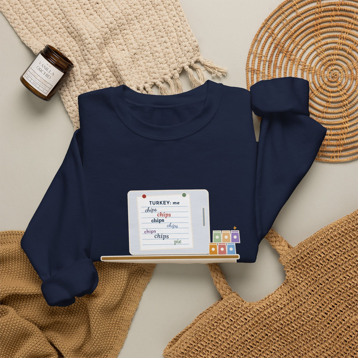 Friendsgiving Sweatshirt, Sign-Up Sheet, Eight Guests, Six Wrote Chips, Funny Potluck Sheet Crewneck