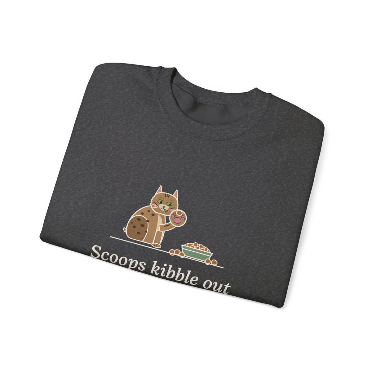 Pixiebob Cat Crewneck Sweatshirt - Kibble Scooped With Her Mitten Paw