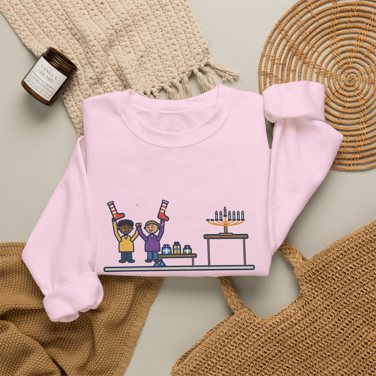 Hanukkah Sweatshirt, Eight Nights of Gifts, Night Six Was Socks, the Kids Cheered Anyway, Funny Night Six Crewneck