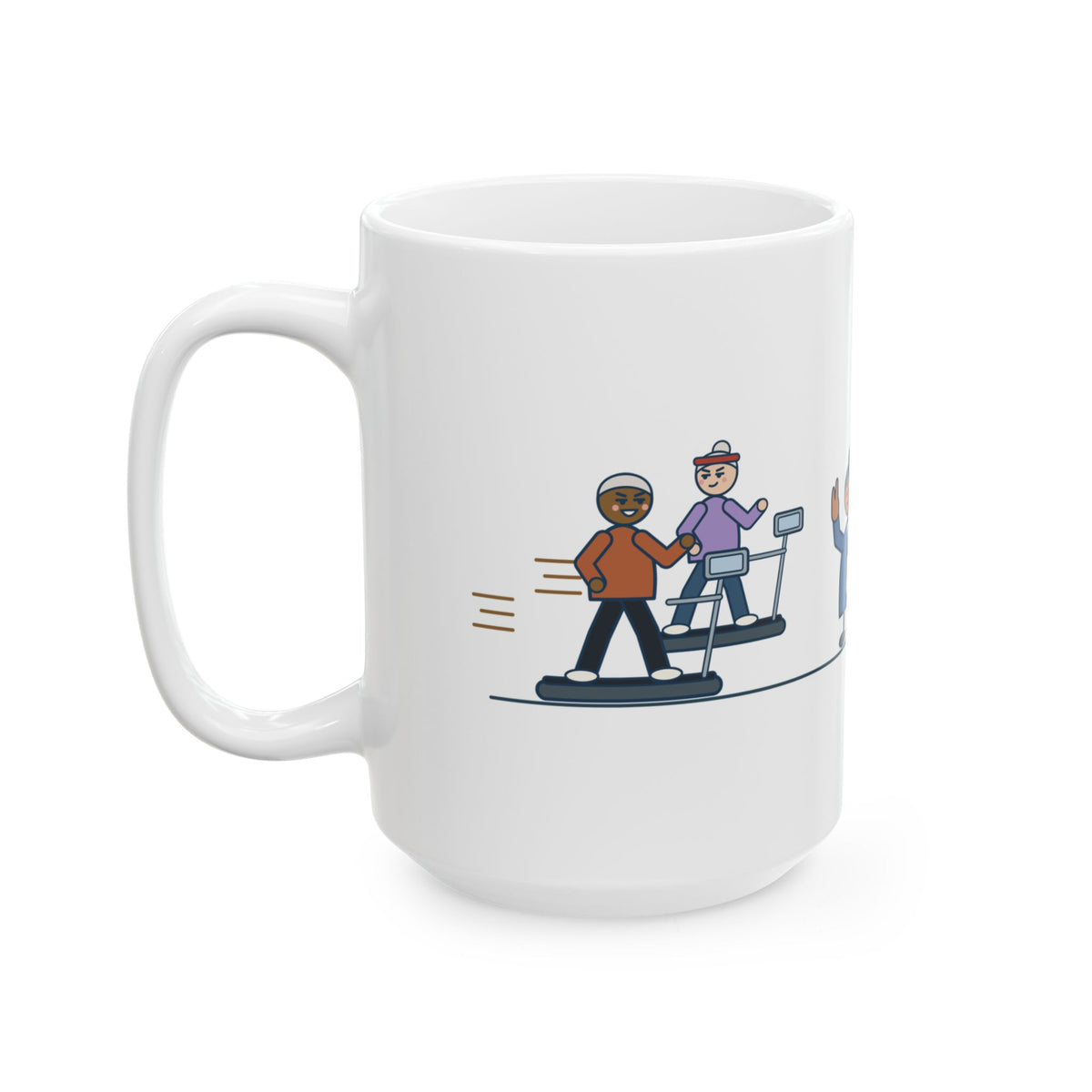 Large 15oz Cardiac Rehab Nurse Mug - Eighty-Year-Olds Race on the Treadmills