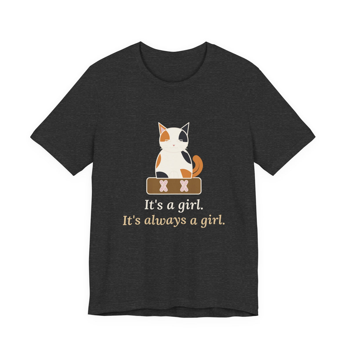 Calico Cat T-Shirt - It's a Girl. It's Always a Girl. Funny Calico Owner Tee