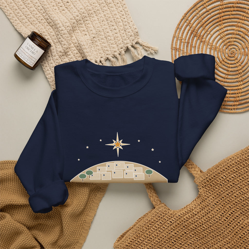 O Little Town of Bethlehem Sweatshirt, Christmas Brooks Quote Crewneck with Hill Town Star
