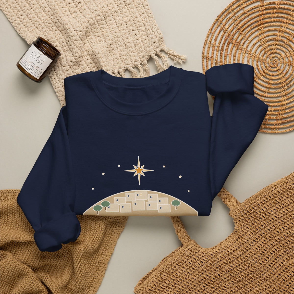 O Little Town of Bethlehem Sweatshirt, Christmas Brooks Quote Crewneck with Hill Town Star