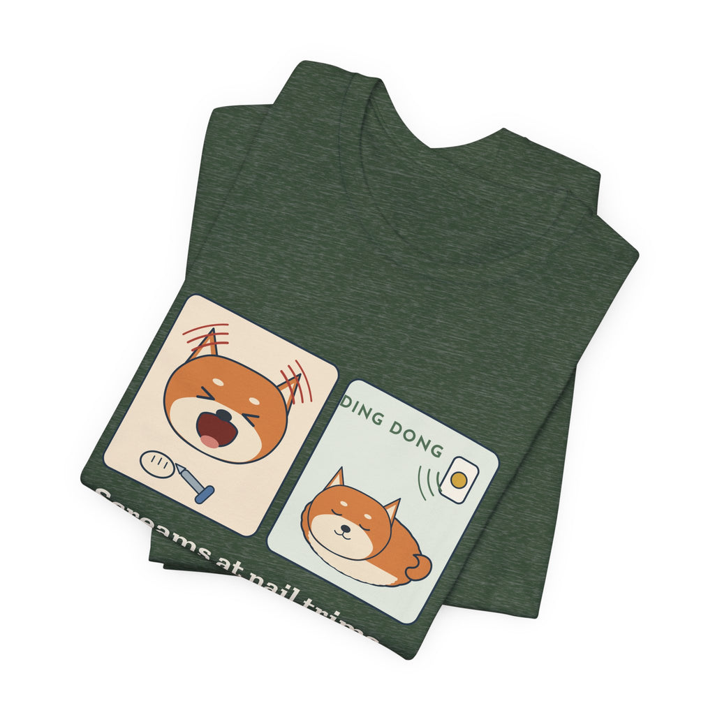Shiba Inu T-Shirt - Screams at Nail Trims. Ignores the Doorbell. Funny Shiba Tee