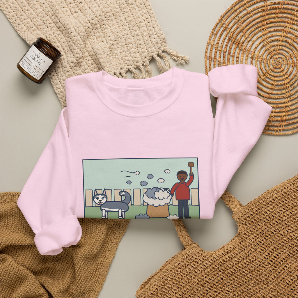Pomsky Sweatshirt, Shed One Winter Coat, We Filled a Grocery Bag with It, Funny Shedding Season Crewneck