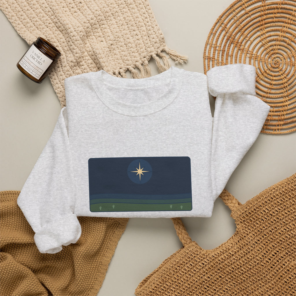 Good Tidings of Great Joy Sweatshirt, Christmas Luke 2:10 Quote Crewneck with Star over Field