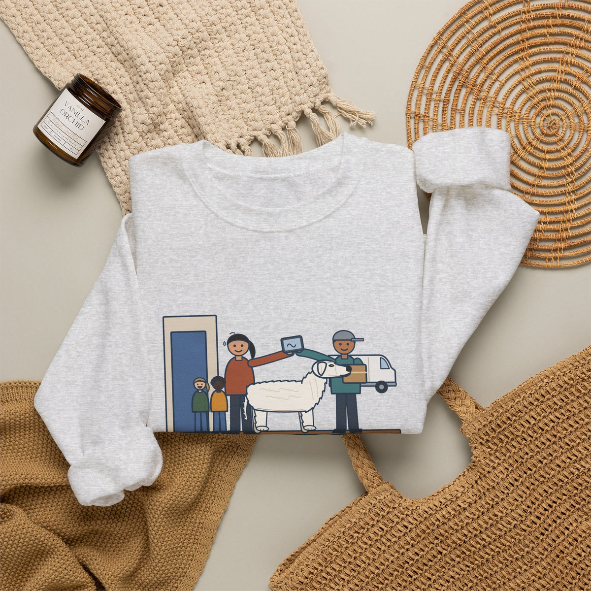 Kuvasz Crewneck Sweatshirt - Kept Watch Over the Kids Until the Delivery Was Signed